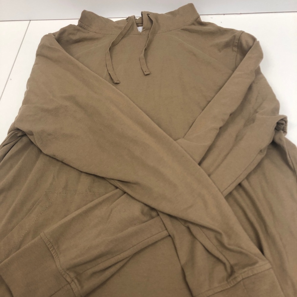 Long sleeve hooded brown tan hoodie shirt